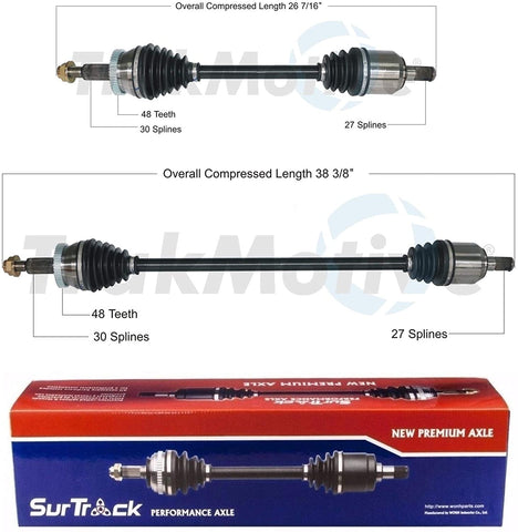 SurTrack Pair Set of 2 Front CV Axle Shafts For Hyundai Sonata 2.4l 4L 2015-2018