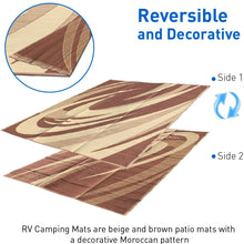 EasyGoProducts Outdoor Patio Mat – Reversible RV Camping Mat – Carrying Strap (9x18 Brown) (EGP-RVM-007-1)