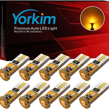 Yorkim 194 Led Bulb Amber Canbus Error Free 3-SMD 2835 Chipsets, T10 Amber Interior Led For Car Dome Map Door Courtesy License Plate Trunk lights with 194 168 W5W 2825 Sockets Pack of 10, Amber Yellow
