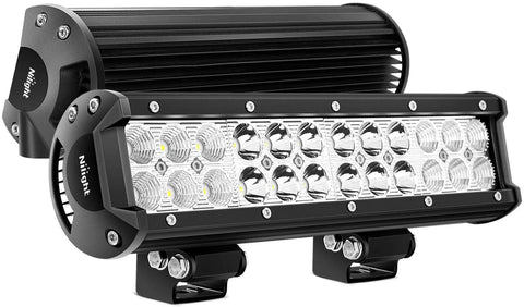 Nilight LED Light Bar 2PCS 12 Inch 72W Spot Flood Combo LED Off Road Lights Driving Lights Fog Lights Jeep Lights LED Work Light, 2 Years Warranty (60003C-B)