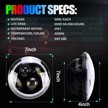 Dot Approved 7 Inch LED RGB Headlight,7" Round DRL Headlamp Flashing RGB Angel Eye Halo Ring,4" LED Fog Lights Bluetooth Controlled for 2007-2017 TJ LJ JK JKU Unlimited Rubicon Sahara