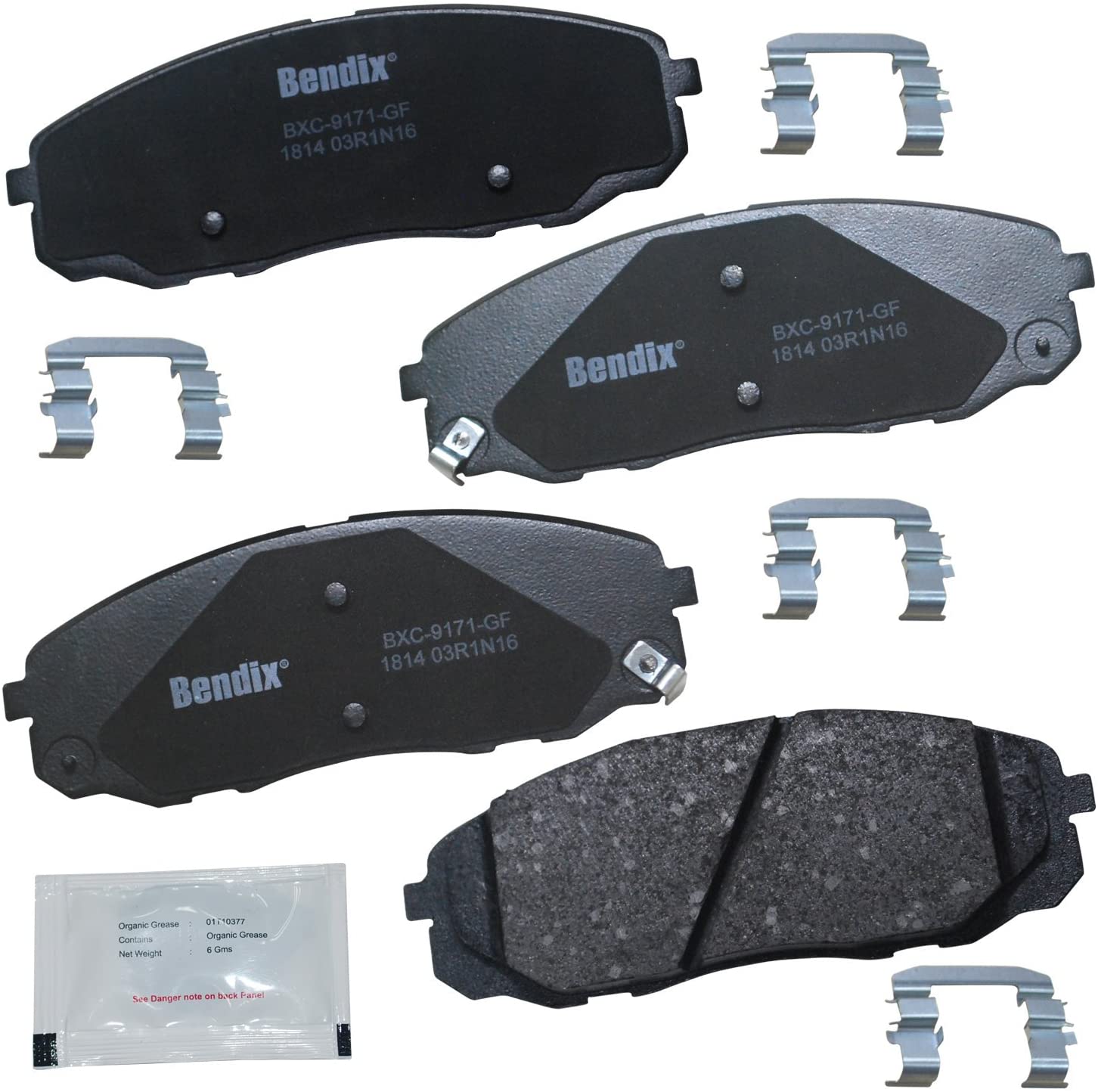 Bendix Premium Copper Free CFC1814 Ceramic Brake Pad (with Installation Hardware Front)