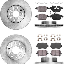 CRK13454 FRONT 288mm + REAR 260mm Premium 5 Lug [4] Rotors + Brake Pads + Clips [fit 2005-2010 Volkswagen Jetta Rabbit]