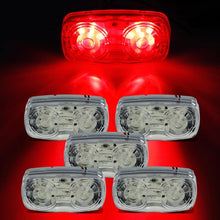 Partsam 5pcs 4" x 2" Rectangle Double Bullseye Red Led Side Marker Clearance Lights Clear Lens 12 Diodes 3 wires Auxiliary Stop Turn Signal Running Brake Tail Lights Dual Modes Waterproof 12V Sealed