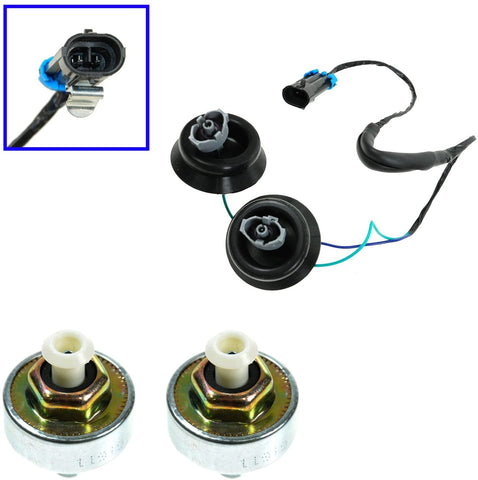 Knock Sensor with Harness Pair Kit Set for Chevy GMC Silverado Sierra Cadillac