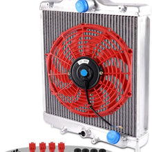 Fit For 92-00 Replacement For Honda Civic EK EG B16A B18C DOHC Lightweight Performance 3 Core Row Aluminum Radiator With 12" Racing Cooling Fan Kit