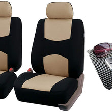TLH Multifunctional Flat Cloth Seat Covers Front Set, Airbag Compatible, Gray Color-Universal Fit for Cars, Auto, Trucks, SUV