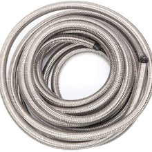 20 Feet 6AN AN6 3/8" Fuel Line Hose Braided Stainless Steel Oil Gas Fuel Hose CPE Synthetic Rubber Line Silver