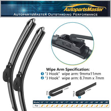 AutopartsMaster Windshield wiper blades, 24" + 19" Winter Summer Bracketless Beam Wiper U J hook Beam Wiper Blades Model. 19M28-2 (set of 2)