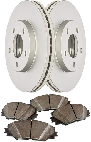Front Anti Rust Geomet Coated Rotors and Premium Ceramic Pads featuring Triple Layer Wolverine Shims BK11333C Fits: Quest
