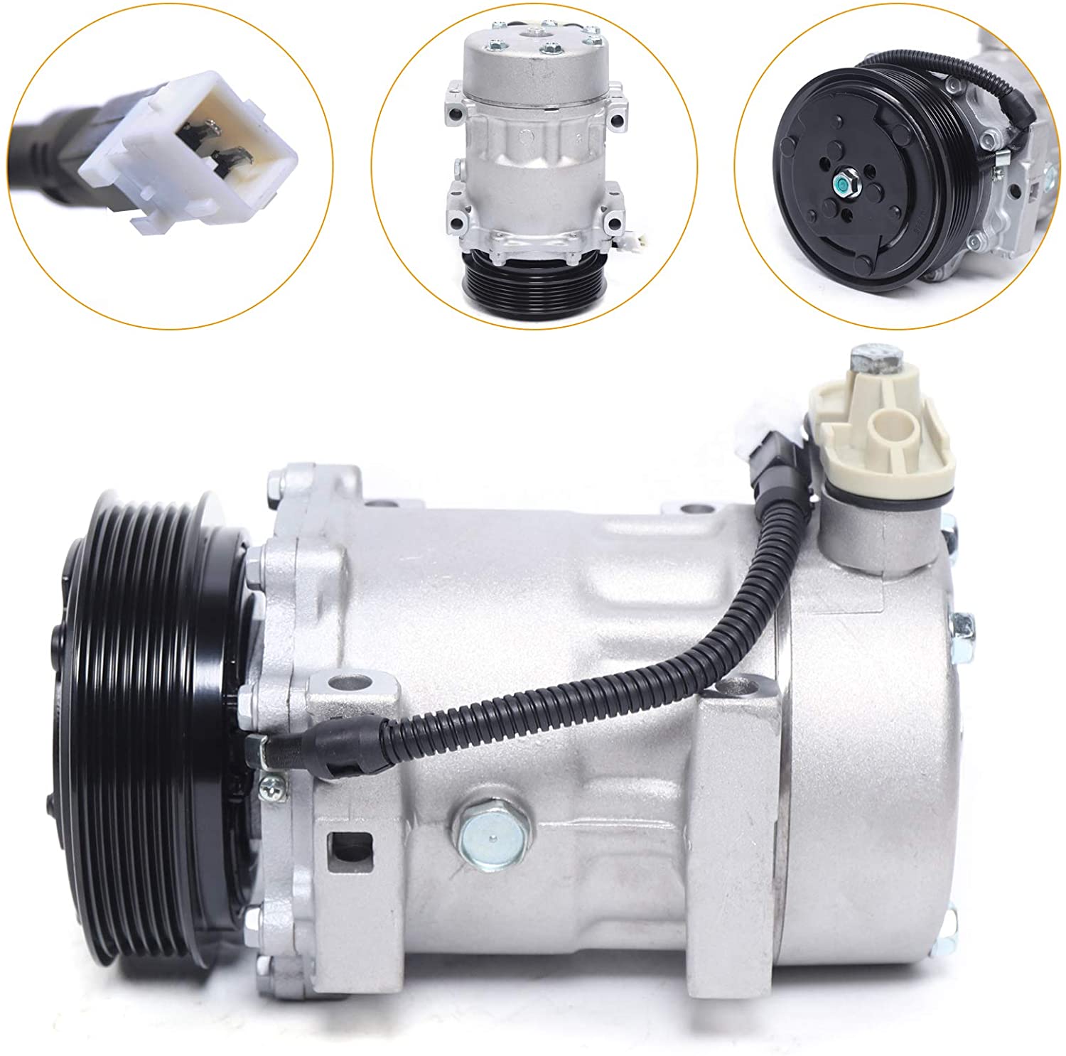 TBVECHI AC Compressor Air Conditioner Compressor, A/C AC Compressor and Clutch Fit for 97-01 Jeep Wrangler Cherokee 2.5 4.0L