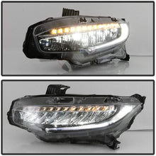 Carpart4u - Full LED Sequential DRL Headlights for Honda Civic 16-18 - Black/Clear Lens