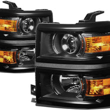 For Chevy Silverado GMT K2XX Projector Headlight+4,300K H1 HIDs+Thick Ballasts (Black Housing Amber Reflector)