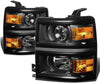 For Chevy Silverado GMT K2XX Projector Headlight+4,300K H1 HIDs+Thick Ballasts (Black Housing Amber Reflector)