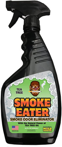 Smoke Eater - Breaks Down Smoke Odor at The Molecular Level - Eliminates Cigarette, Cigar or Pot Smoke On Clothes, in Cars, Boats, Homes, and Office - 22 oz - Also Works in Washers (Tea Tree Oil)