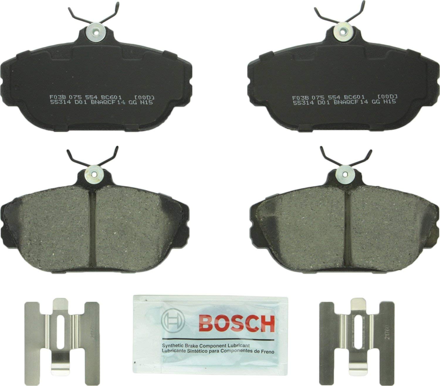 Bosch BC601 QuietCast Premium Ceramic Disc Brake Pad Set For Ford: 1994-2003 Taurus, 1995-1998 Windstar; Lincoln: 1993-1994 Continental; Mercury: 1994-2000 Sable; Front