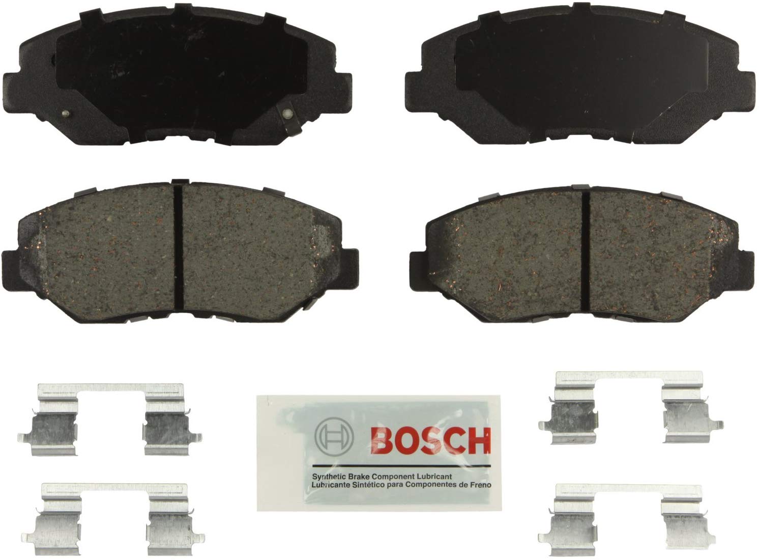 Bosch BE914H Blue Disc Brake Pad Set with Hardware for Select Acura ILX and Honda Accord, Civic, CR-V, Element, and Fit Vehicles - FRONT