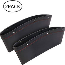 AMOYON Car Gap Filler, 2 Pack Premium Leather Seat Gap Pockets for Car Console Organizer Seat Side Storage Box Holding Phone Sunglasses Keys, Black