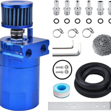 SPEEDWOW Aluminum Oil Catch Can Tank Filter Baffled With Breather Filter And Hose Kit Universal (Blue)