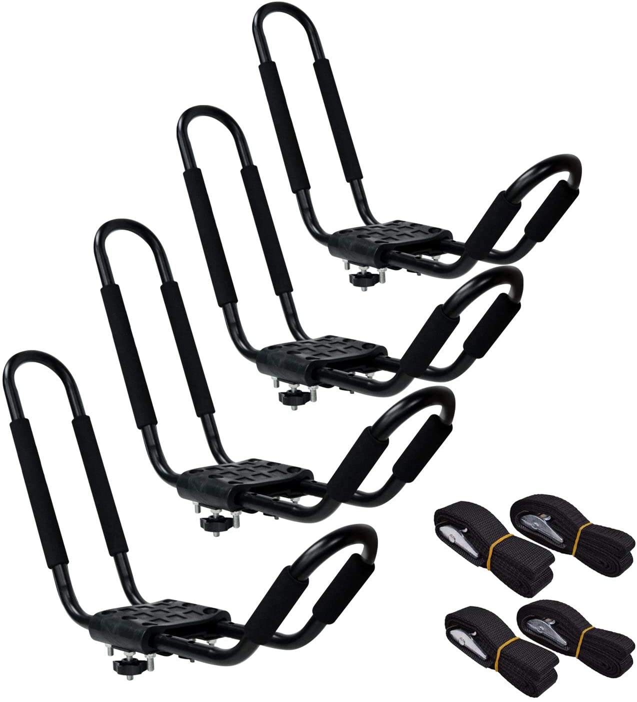 Nisorpa Universal J-Bar Rack 2 Packs HD Kayak Carrier Canoe Boat Surf Ski Roof Top Mounted on Car SUV Crossbar