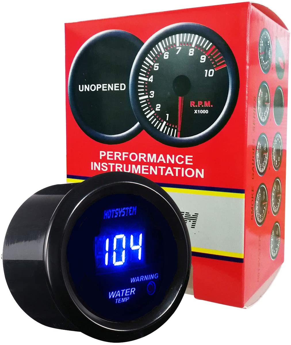 HOTSYSTEM Universal Water Temp Gauge Temperature Meter Electronic Blue Digital LED DC12V 2inches 52mm for Car Automotive(Fahrenheit)