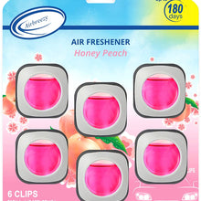 Airbreezy Car Air Freshener(Honey Peach Scents), 6 Car Freshener Vent Clips, 4ml Each, Long-Lasting Car Fragrance, Up to 180 Days