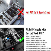 AORRO Center Console Organizer for Chevy/Chevrolet Tahoe Suburban Silverado GMC Sierra Yukon 2015-2018 ABS Tray Armrest Box Secondary Storage Full Console w/Bucket Seats ONLY (Black)