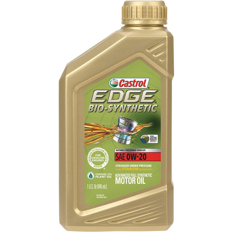 Castrol 06585 EDGE Bio-Synthetic 0W-20 Advanced Full Synthetic Motor Oil, 1 quart, 1 Pack