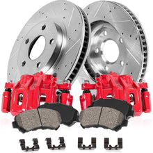 Callahan CCK05271 [2] FRONT Performance Red Brake Calipers + [2] Drilled/Slotted Rotors + Ceramic Pads + Hardware