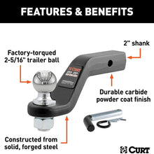 CURT 45332 Trailer Hitch Mount with 2-5/16-Inch Ball & Pin, Fits 2-Inch Receiver, 15,000 lbs, 4-Inch Drop