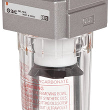 SMC AF20-N02-Z Compressed Air Filter, Removes Particulate, Polycarbonate Bowl, Manual Drain, 5 Micron, 53 scfm, 1/4" NPT