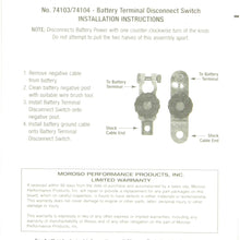 Moroso 74104 Battery Disconnect Switch