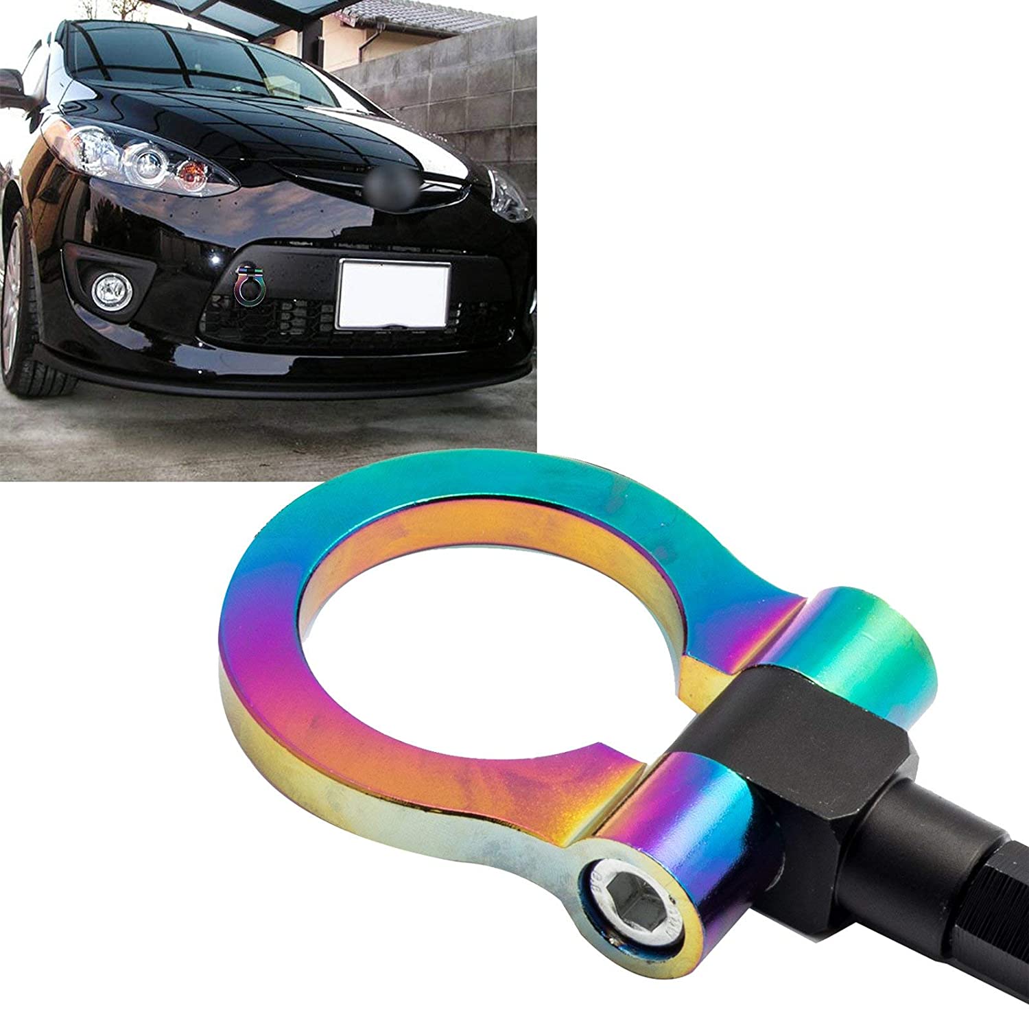 Xotic Tech Neo Chrome JDM Sporty CNC Aluminum Front Bumper Tow Hook for Mazda CX-5 2013-2018, Fit Mazda MX-5 Miata 2016-2018