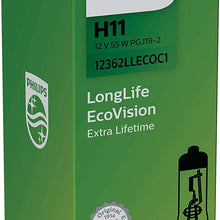 Philips 12362LLECOC1 LongLife EcoVision H11 Headlight Lamp (1 Pack) (Renewed)