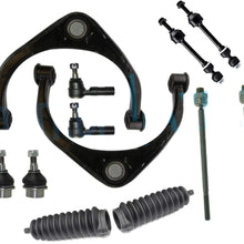 Detroit Axle - 12PC Front Upper Control Arms w/Ball Joints, Sway Bar Links, Inner Outer Tie Rods and Rack Boots for 2009 2010 2011 2012 Dodge Ram 1500 2WD