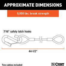 CURT 80151 44-1/2-Inch Vinyl-Coated Trailer Safety Cables, 7/16-In Snap Hooks, 5,000 lbs Break Strength, 2-Pack