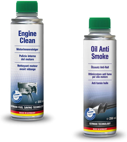 AUTOPROFI Engine Clean - 250ml & Oil Anti Smoke - 250ML - KIT Made in Germany