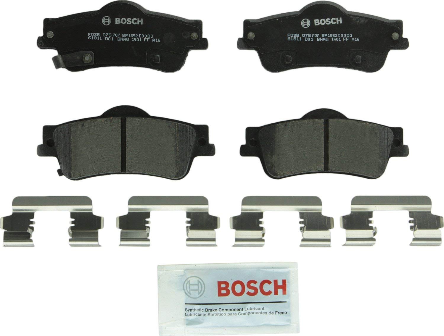 Bosch BC636 QuietCast Premium Ceramic Disc Brake Pad Set For 1994-2005 Mazda Miata; Rear