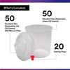 3M PPS Paint Spray Gun Cup Lids and Liners Kit, 16000, Standard, 22 Ounces, 200-micron Filter, Use with Paint Gun for Cars, Furniture, Home and More, 50 Disposable Lids and Liners, 20 Sealing Plugs