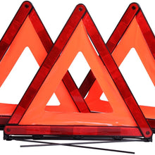 CARTMAN Warning Triangle DOT Approved, Identical to: United States FMVSS 571.125, Reflective Warning Road Safety Triangle Kit, Pack of 3