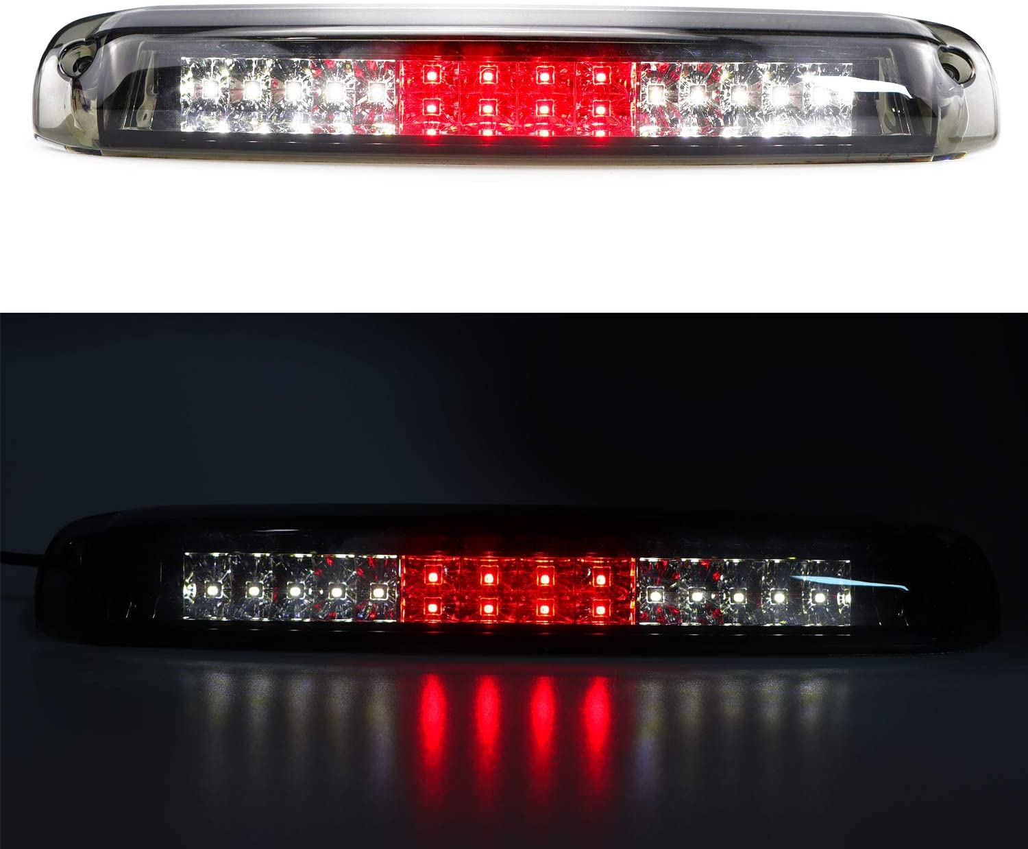 for 1999-2007 Chevy Silverado/GMC Sierra 1500 2500 3500 HD Classic, LED Bar 3rd Third Tail Brake Light Rear Cargo Lamp High Mount Stop light (Chrome Housing + Smoke Lens)