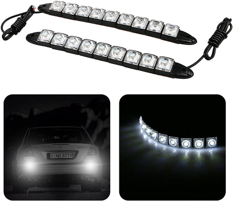 EEEKit Daytime Running Light, 9 LED DC 12V 4.5W Driving Daylight Fog Waterproof Dustproof Light with Adhesive Tape, 2 Pack, White