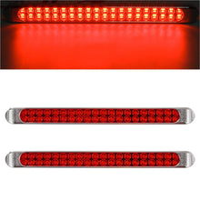 Partsam Waterproof 17" Inch High Power 40 LED Red Utility Trailer Truck RV Stop Tail Turn 3rd Brake Marker Identification Light Bar w/Chrome Bezel (Pack of 2)