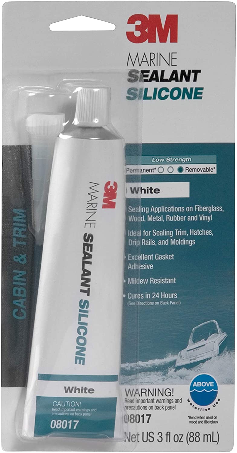 3M MG Sil White Marine Grade Silicone Sealant (08017) – for Boats and RVs 3 Ounces