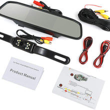 WEIKAILTD Backup Camera and Monitor Kit, 4.3" Car Vehicle Rearview Mirror Monitor for DVD/VCR/Car Reverse Camera Waterproof Car License Plate Rear View Camera (4.3" Backup Camera and Monitor Kit)