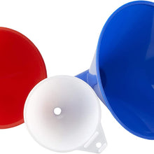 KarZone All Purpose Automotive Funnels - Red, White, Blue - Oil, Gas, Lubricants and Fluids
