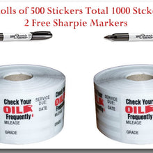 2 Rolsl of 500 Non-personalized Oil Change Stickers Total 1000 Stickers + 2 Free Sharpie Marker