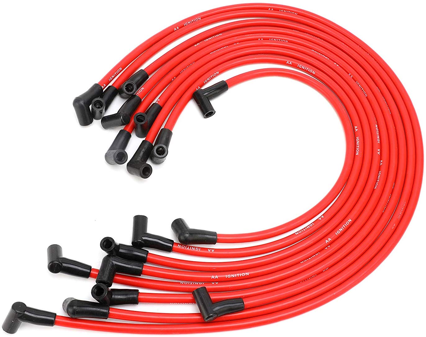 Universal Spark Plug Wire Set - 10.5mm High Performance Kit - Fits Chevy, GM SBC, BBC, Small Block 307, 327, 350, Big Block Engines 427, 454, 496, 502 and more with HEI Distributor - 90 Degree Boots