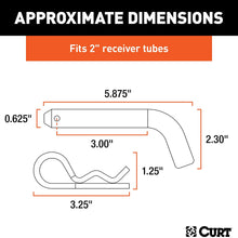 CURT 21500 Trailer Hitch Pin & Clip, 5/8-Inch Diameter, Fits 2-Inch Receiver, Original Version