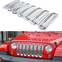 RT-TCZ Upgrade Version Clip-on Grille Front Mesh Grille Inserts for Jeep Wrangler 2007-2015 (Chrome)
